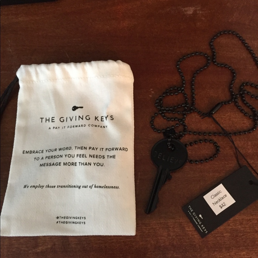 "BELIEVE" Giving Key Necklace BNWT